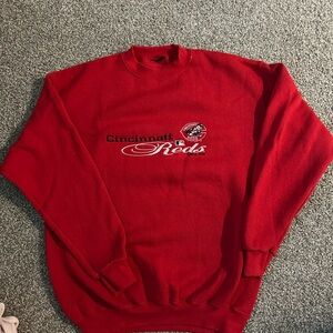 Embroidered Vintage Cincinnati Reds Red Sweater- Fleece Lined